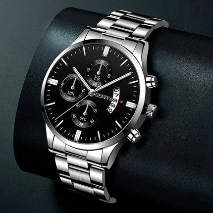 Montre Homme de Luxe – Style Business, Mouvement Quartz avec Calendrier, Bracelet en Acier Inoxydable