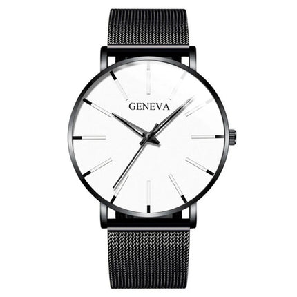 Montre Homme Ultra‑Mince – Style Business, Bracelet Maille Acier Inoxydable, Mouvement Quartz