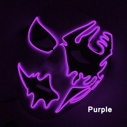 Masque LED Peint à la Main – Halloween, Carnaval, Mascarade & Cosplay – Effet Horreur Lumineux – Accessoire Unisexe
