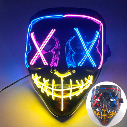 Masque de Mascarade Lumineux – Drôle & Mignon – Pour Enfants et Adultes – Masque Complet LED – Style Purge Classique pour la Nuit
