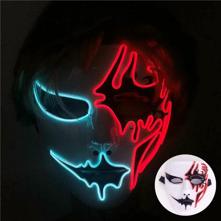 Masque LED Peint à la Main – Halloween, Carnaval, Mascarade & Cosplay – Effet Horreur Lumineux – Accessoire Unisexe