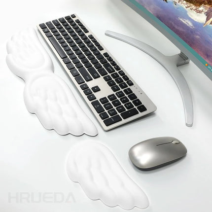 Repose‑Poignet Ergonomique « Aile d’Ange » – Clavier Mécanique & Souris, Mousse à Mémoire de Forme