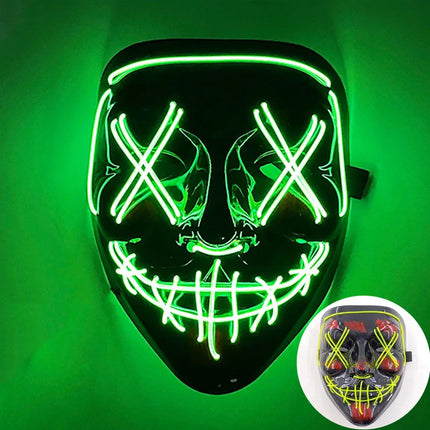 Masque de Purge Lumineux Sans Fil – LED Multicolores – Brille dans la Nuit – Déguisement pour Adultes & Enfants