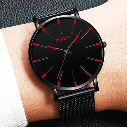 Montre Homme Ultra‑Mince – Style Business, Bracelet Maille Acier Inoxydable, Mouvement Quartz
