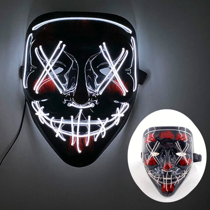 Masque de Mascarade Lumineux – Drôle & Mignon – Pour Enfants et Adultes – Masque Complet LED – Style Purge Classique pour la Nuit