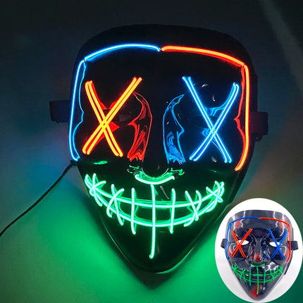 Masque de Mascarade Lumineux – Drôle & Mignon – Pour Enfants et Adultes – Masque Complet LED – Style Purge Classique pour la Nuit