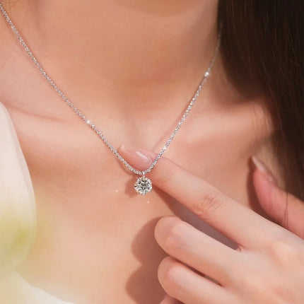 Collier en Argent Sterling S925 avec Moissanite TEN CARATS (0.5‑2CT) – Pendentif Super Scintillant Couleur D VVS1