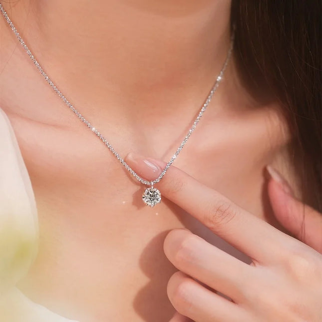 Collier en Argent Sterling S925 avec Moissanite TEN CARATS (0.5‑2CT) – Pendentif Super Scintillant Couleur D VVS1