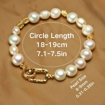 Bracelet en Perles d’Eau Douce Naturelles Baroques – Motif Géométrique Élégant pour Femme (8‑9 mm)