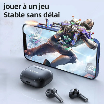 Lenovo LP40 – Écouteurs Sans Fil Bluetooth TWS, Contrôle Tactile, Appels HD avec Micro, Mode Gaming – Édition 2025
