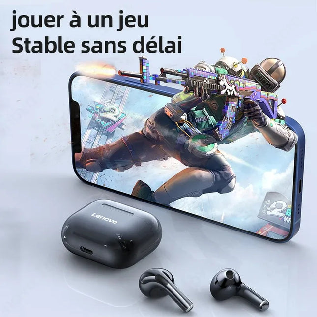 Lenovo LP40 – Écouteurs Sans Fil Bluetooth TWS, Contrôle Tactile, Appels HD avec Micro, Mode Gaming – Édition 2025