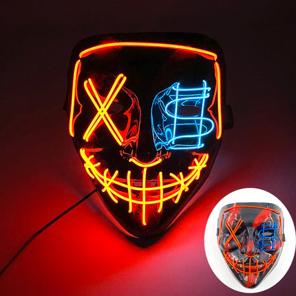Masque de Mascarade Lumineux – Drôle & Mignon – Pour Enfants et Adultes – Masque Complet LED – Style Purge Classique pour la Nuit