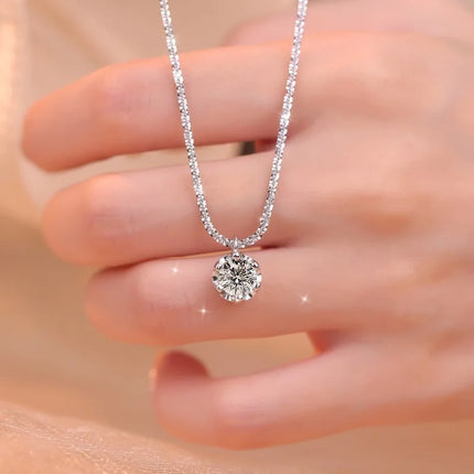 Collier en Argent Sterling S925 avec Moissanite TEN CARATS (0.5‑2CT) – Pendentif Super Scintillant Couleur D VVS1