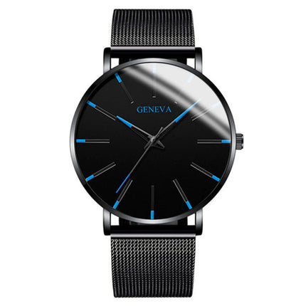 Montre Homme Ultra‑Mince – Style Business, Bracelet Maille Acier Inoxydable, Mouvement Quartz