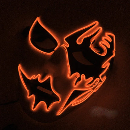 Masque LED Peint à la Main – Halloween, Carnaval, Mascarade & Cosplay – Effet Horreur Lumineux – Accessoire Unisexe