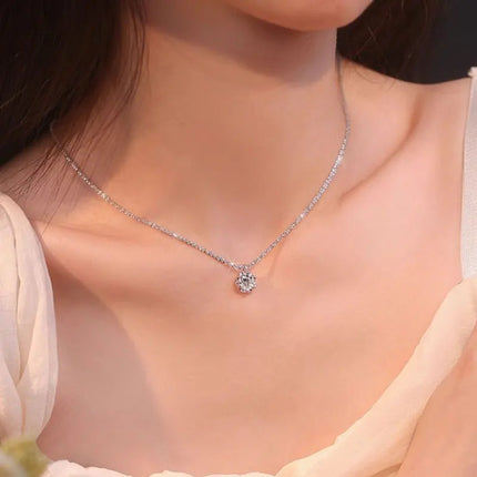Collier en Argent Sterling S925 avec Moissanite TEN CARATS (0.5‑2CT) – Pendentif Super Scintillant Couleur D VVS1