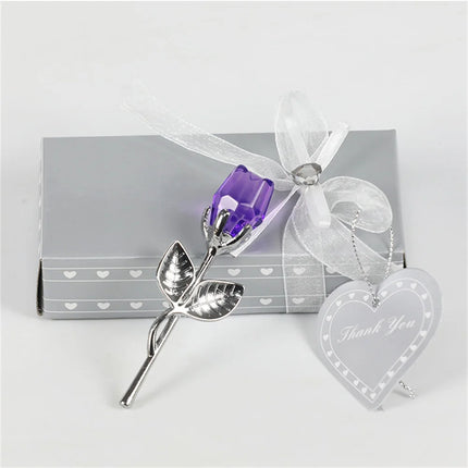 Rose en Verre de Cristal – Tige Argent & Or – Cadeau Romantique pour Saint‑Valentin, Mariage ou Anniversaire