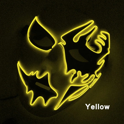 Masque LED Peint à la Main – Halloween, Carnaval, Mascarade & Cosplay – Effet Horreur Lumineux – Accessoire Unisexe