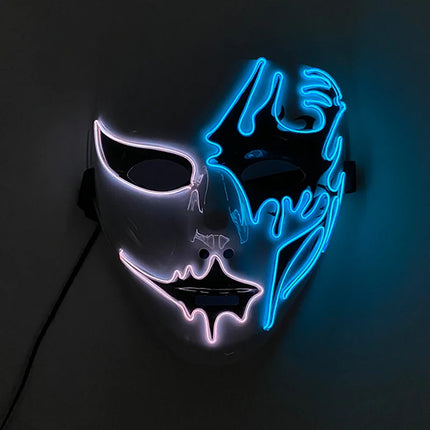 Masque LED Peint à la Main – Halloween, Carnaval, Mascarade & Cosplay – Effet Horreur Lumineux – Accessoire Unisexe