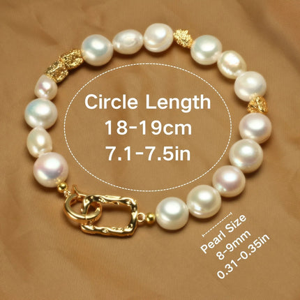 Bracelet en Perles d’Eau Douce Naturelles Baroques – Motif Géométrique Élégant pour Femme (8‑9 mm)
