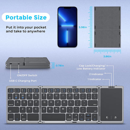 Clavier Bluetooth Sans Fil Pliable Seenda – Portable, Rechargeable – Compatible PC, Mac, Smartphone, Windows, iOS & Android