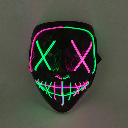 Masque de Purge Lumineux Sans Fil – LED Multicolores – Brille dans la Nuit – Déguisement pour Adultes & Enfants