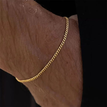 Bracelet Chaîne Cubaine Unisexe – Acier Inoxydable Couleur Or, Style Rétro & Tendance Hip Hop