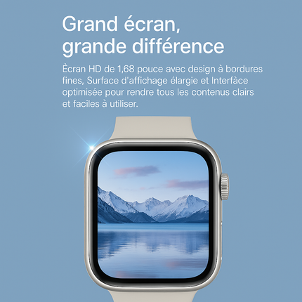 Montre Intelligente 2025 – Écran 1,73" – Appels Bluetooth – Suivi Santé (Pression Artérielle & Oxygène) – Compatible Android & iOS – Mixte
