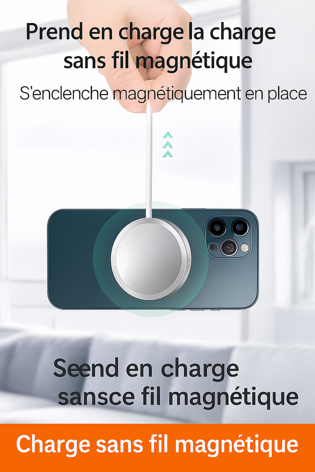 Station de Chargement Magnétique Sans Fil 30W – Avec Câble Type‑C – Compatible iPhone 16 / 15 Pro Max & AirPods – Support de Charge Rapide