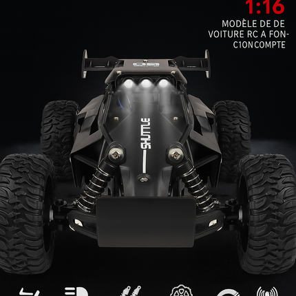 Voiture RC 1:16 Haute Vitesse — 2WD, LED, Tout-Terrain & Escalade