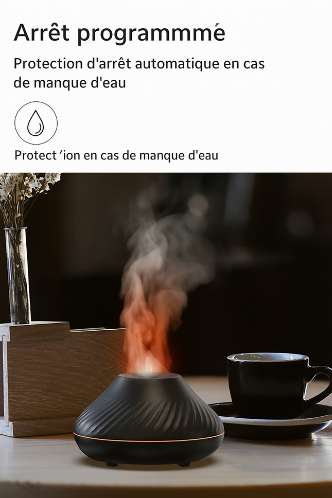Diffuseur d’arômes flamme volcanique – Humidificateur & lampe LED apaisante