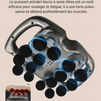 Pistolet de Massage Musculaire Professionnel – 16 Têtes Interchangeables