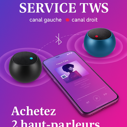 Mini Haut‑Parleur Bluetooth Sans Fil – Portable – Corps Métal – Basses Puissantes Surround – Extérieur & Intérieur