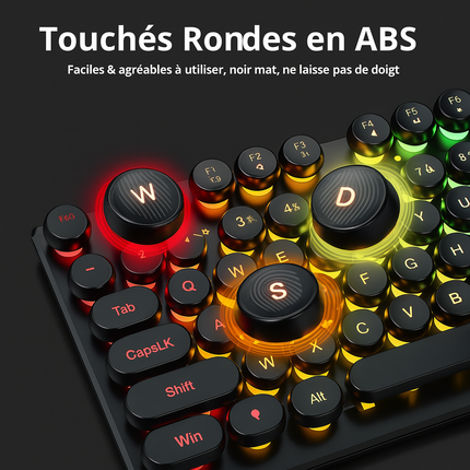Clavier de Jeu EWEADN GX330 – Style Machine à Écrire Rétro Punk, 104 Touches Filaires, Rétroéclairage RVB – PC & Ordinateur Portable Windows