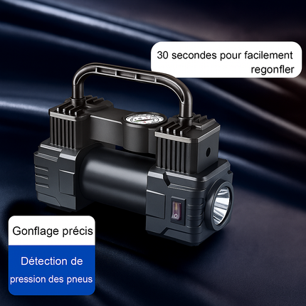 Mini Compresseur d’Air Électrique RapDuty – 12V, 150 PSI – Pompe Gonflable Automatique avec Lumière LED – Idéal Voiture, Moto, Vélo & Voyages