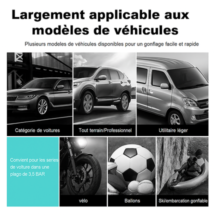 Mini Compresseur d’Air Électrique RapDuty – 12V, 150 PSI – Pompe Gonflable Automatique avec Lumière LED – Idéal Voiture, Moto, Vélo & Voyages