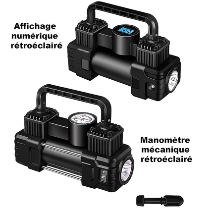 Mini Compresseur d’Air Électrique RapDuty – 12V, 150 PSI – Pompe Gonflable Automatique avec Lumière LED – Idéal Voiture, Moto, Vélo & Voyages