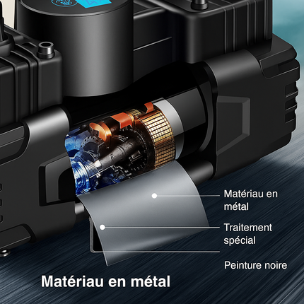 Mini Compresseur d’Air Électrique RapDuty – 12V, 150 PSI – Pompe Gonflable Automatique avec Lumière LED – Idéal Voiture, Moto, Vélo & Voyages