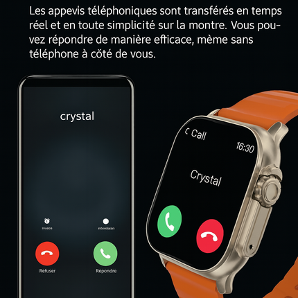 LAXASFIT T900 Ultra – Montre Connectée Mixte – Bluetooth – Moniteur Cardiaque & Notifications – Compatible Android & iOS
