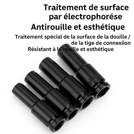 Jeu de Douilles à Impact 1/2" – 10 Pièces, Profondes, Universelles – Pour Clé à Choc Pneumatique ou Électrique