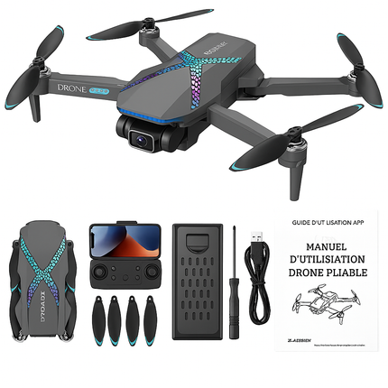 AE7 Air Selfie Drone – Caméra 8K EIS Anti‑Shake – Triple Angle de Prise de Vue – Vol Trajectoire – Évitement d’Obstacles – Retour Automatique