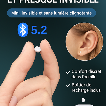 Écouteurs invisibles Mini V5.2 Bluetooth TWS intraoculaires