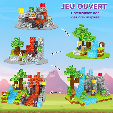Blocs de construction magnétiques & Coffret créatif — Chasse au trésor dans la lave