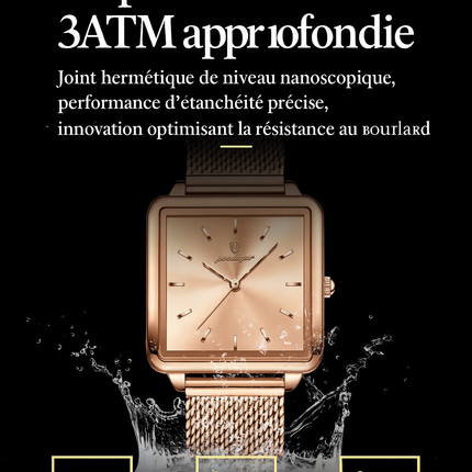 Montre Femme POEDAGAR – Élégance Carrée Étanche en Acier Inoxydable Maille, Mouvement Quartz