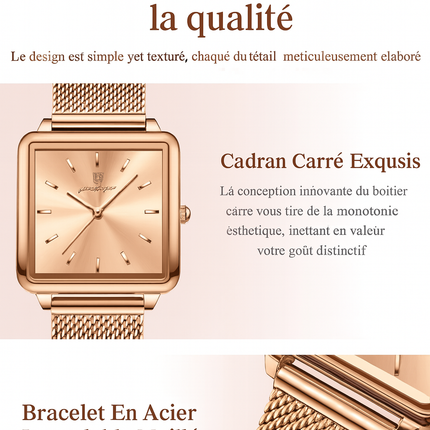 Montre Femme POEDAGAR – Élégance Carrée Étanche en Acier Inoxydable Maille, Mouvement Quartz