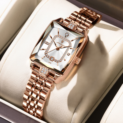 Montre de Luxe Femme POEDAGAR – Acier Inoxydable, Étanche, Mouvement Quartz avec Calendrier + Boîte Cadeau