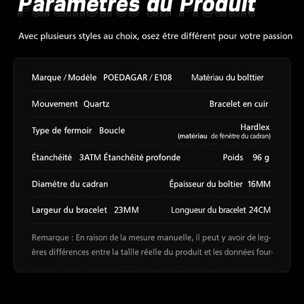 Montre de Luxe Homme POEDAGAR – LED Lumineuse, Double Affichage, Calendrier & Alarme, Mouvement Quartz Étanche