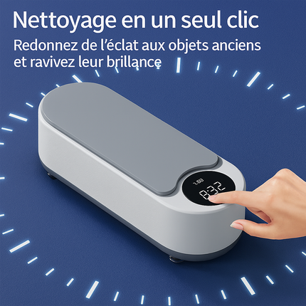 Machine de Nettoyage Ultrasonique Portable – 450 ml – Nettoyeur à Dosettes Propres pour Bijoux, Bagues, Lunettes & Pinceaux de Maquillage