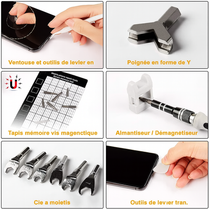 Kit d’Embouts de Tournevis Magnétiques de Précision – Embouts Hexagonaux & Torx avec Poignée – Réparation Téléphone, PC & Électronique