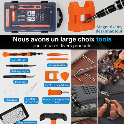 Kit d’Embouts de Tournevis Magnétiques de Précision – Embouts Hexagonaux & Torx avec Poignée – Réparation Téléphone, PC & Électronique